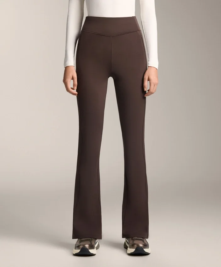 Pantalon évasé chaud à taille haute avec poches Pantalon évasé chaud à taille haute avec poches
