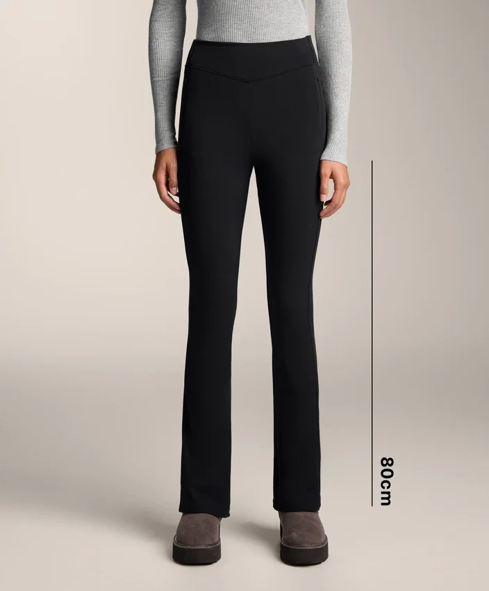 Pantalon évasé chaud à taille haute avec poches Pantalon évasé chaud à taille haute avec poches