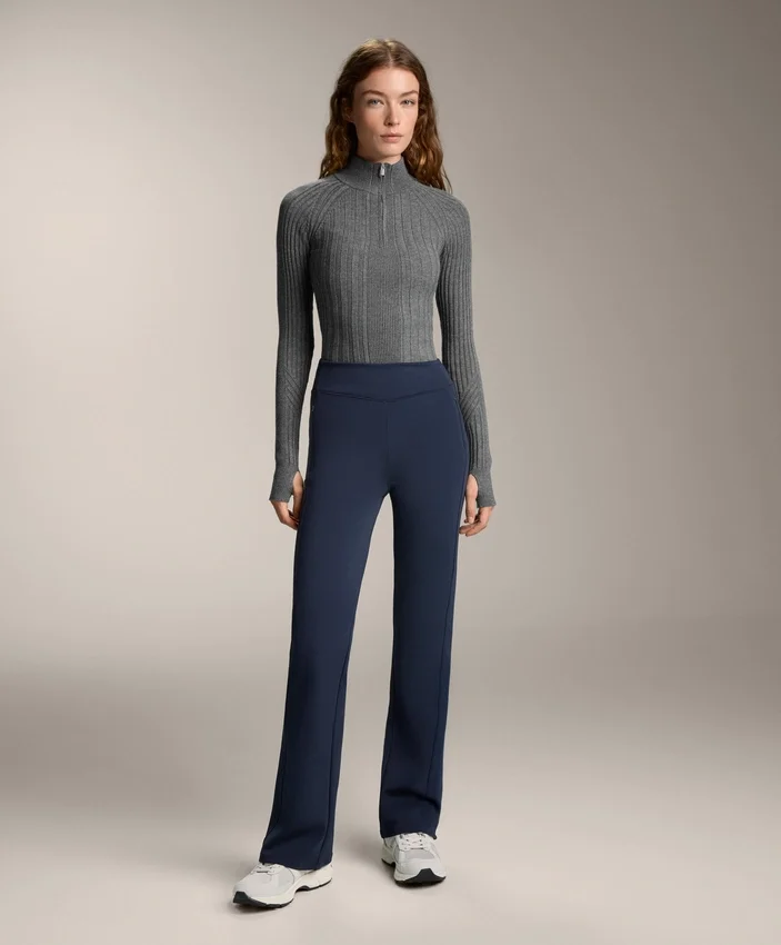Pantalon évasé chaud à taille haute avec poches Pantalon évasé chaud à taille haute avec poches