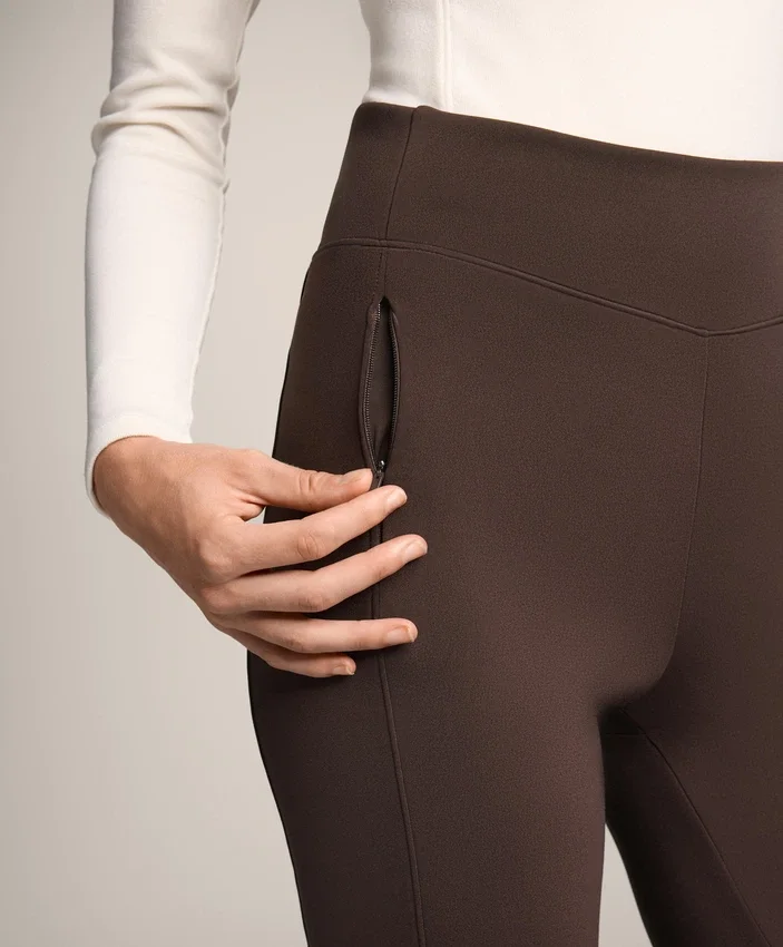 Pantalon évasé chaud à taille haute avec poches Pantalon évasé chaud à taille haute avec poches
