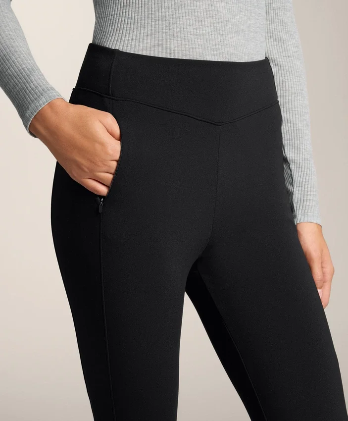 Pantalon évasé chaud à taille haute avec poches Pantalon évasé chaud à taille haute avec poches