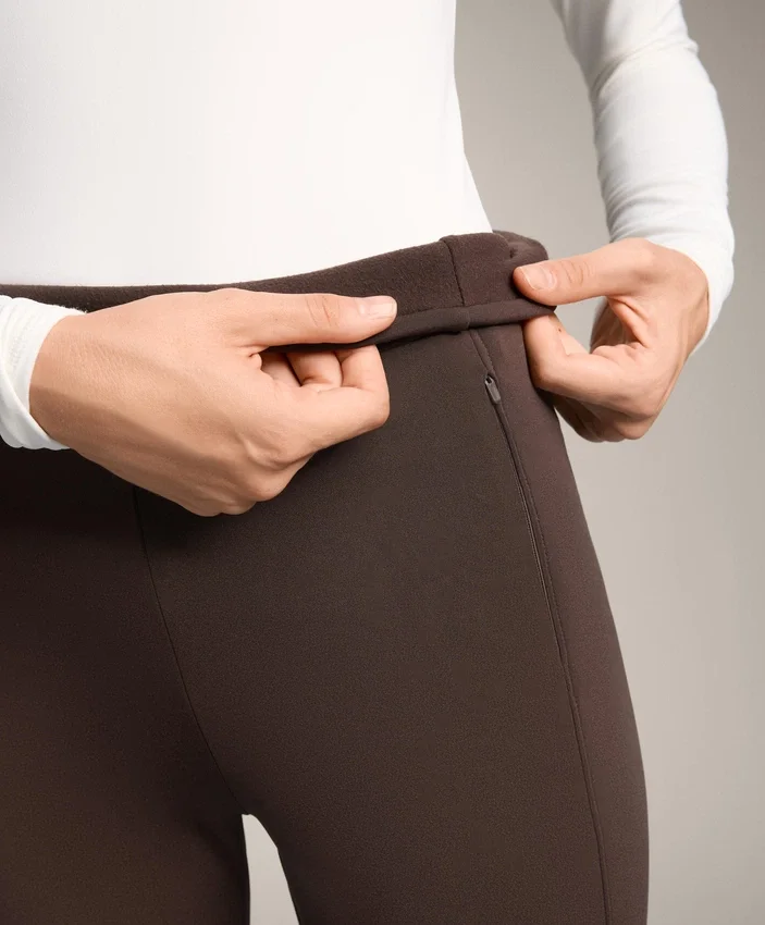 Pantalon évasé chaud à taille haute avec poches Pantalon évasé chaud à taille haute avec poches