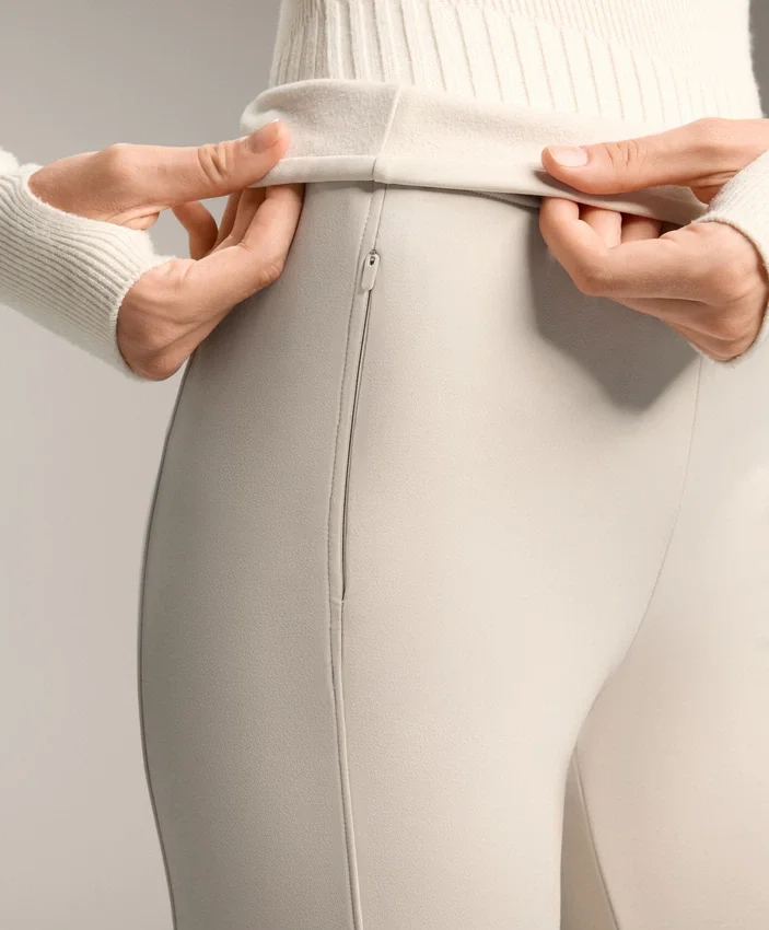 Pantalon évasé chaud à taille haute avec poches Pantalon évasé chaud à taille haute avec poches