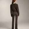 Pantalon évasé chaud à taille haute avec poches Pantalon évasé chaud à taille haute avec poches