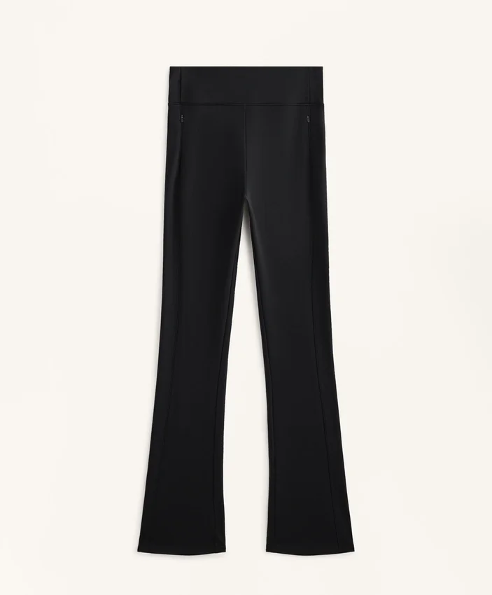 Pantalon évasé chaud à taille haute avec poches Pantalon évasé chaud à taille haute avec poches