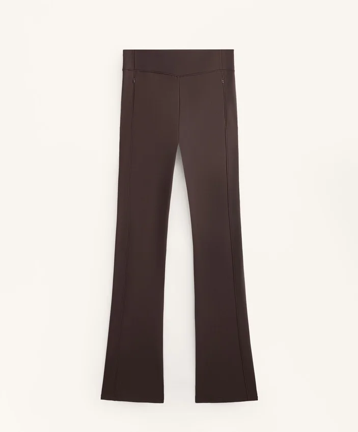 Pantalon évasé chaud à taille haute avec poches Pantalon évasé chaud à taille haute avec poches