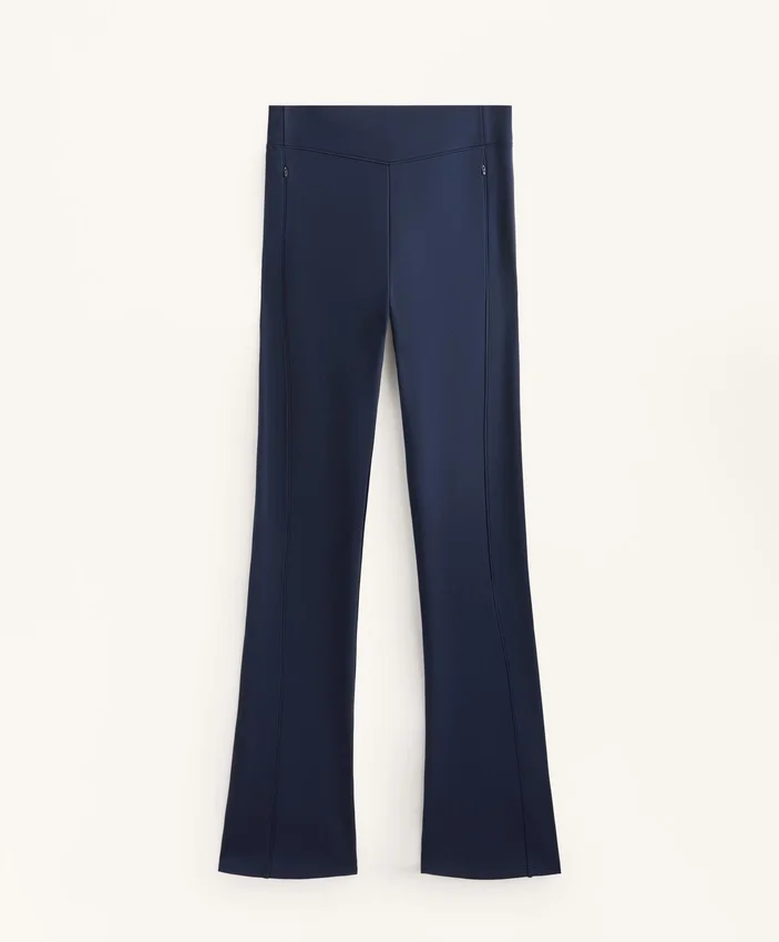 Pantalon évasé chaud à taille haute avec poches Pantalon évasé chaud à taille haute avec poches