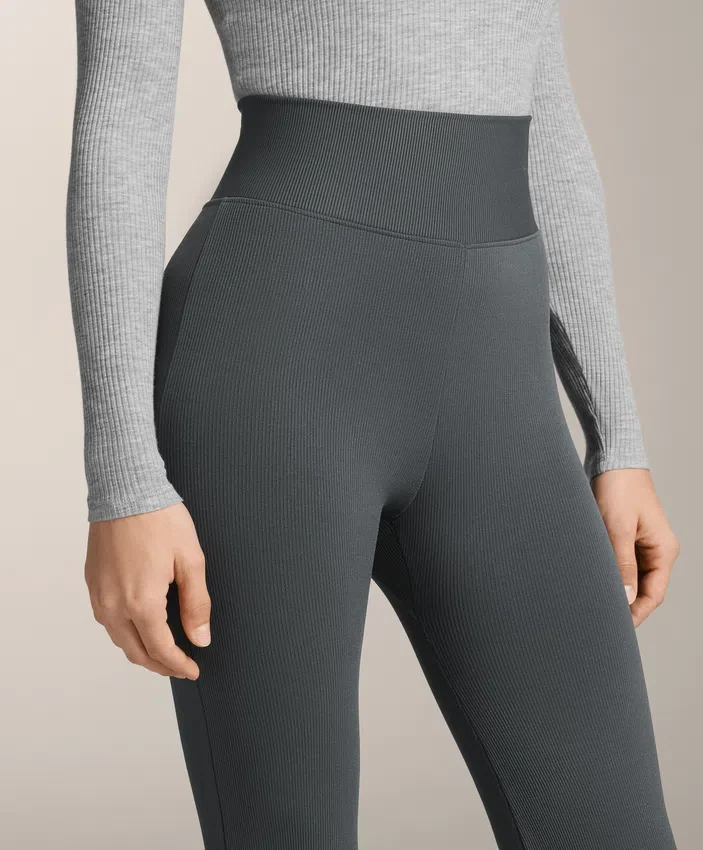 Pantalon évasé à côtes extra-chaud sans coutures à taille très haute Pantalon évasé à côtes extra-chaud sans coutures à taille très haute
