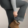 Pantalon évasé à côtes extra-chaud sans coutures à taille très haute Pantalon évasé à côtes extra-chaud sans coutures à taille très haute
