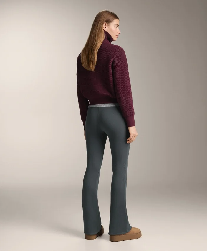 Pantalon évasé à côtes extra-chaud sans coutures à taille très haute Pantalon évasé à côtes extra-chaud sans coutures à taille très haute