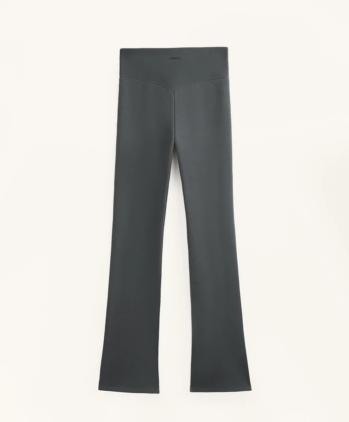 Pantalon évasé à côtes extra-chaud sans coutures à taille très haute Pantalon évasé à côtes extra-chaud sans coutures à taille très haute