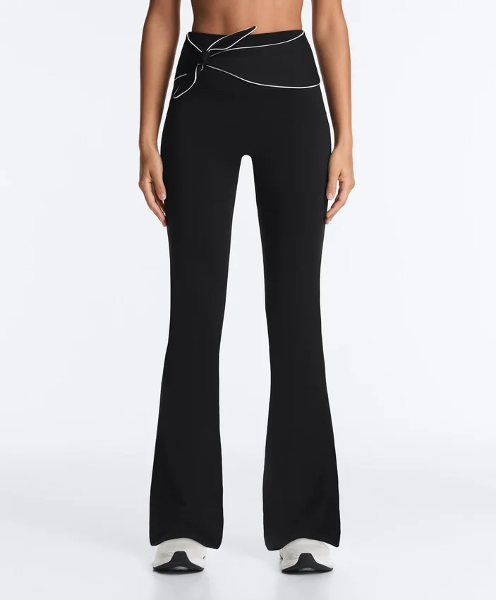 Pantalon évasé taille haute Comfortlux avec nœud Pantalon évasé taille haute Comfortlux avec nœud