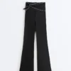 Pantalon évasé taille haute Comfortlux avec nœud Pantalon évasé taille haute Comfortlux avec nœud