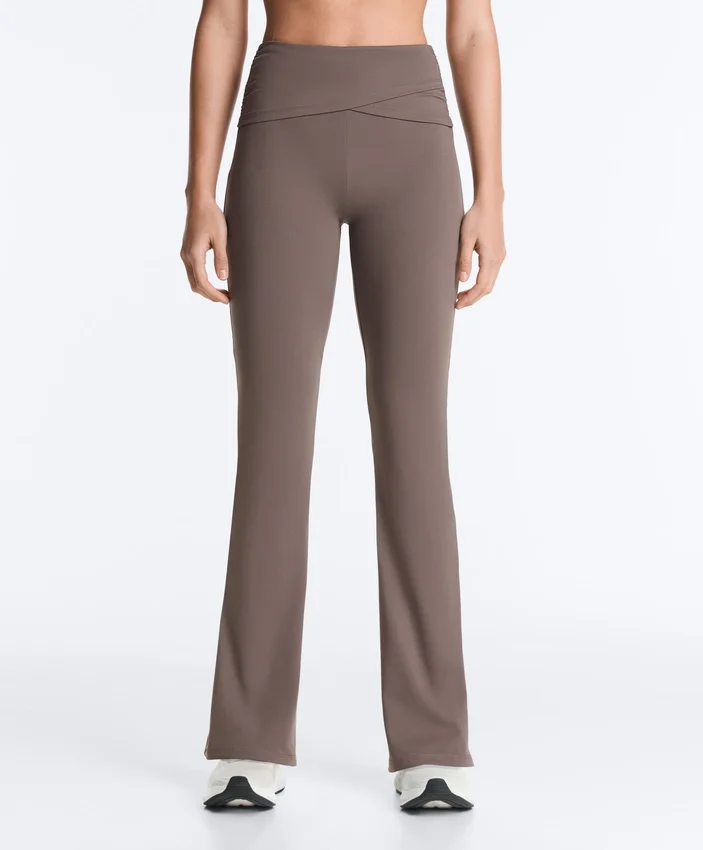 Pantalon évasé à taille haute Comfortlux à taille drapée Pantalon évasé à taille haute Comfortlux à taille drapée