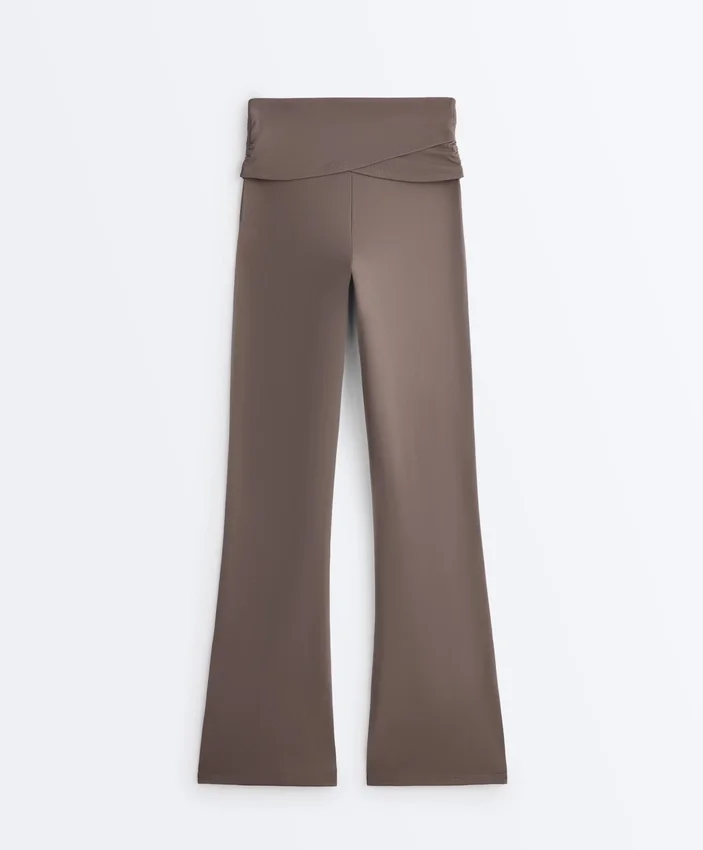 Pantalon évasé à taille haute Comfortlux à taille drapée Pantalon évasé à taille haute Comfortlux à taille drapée