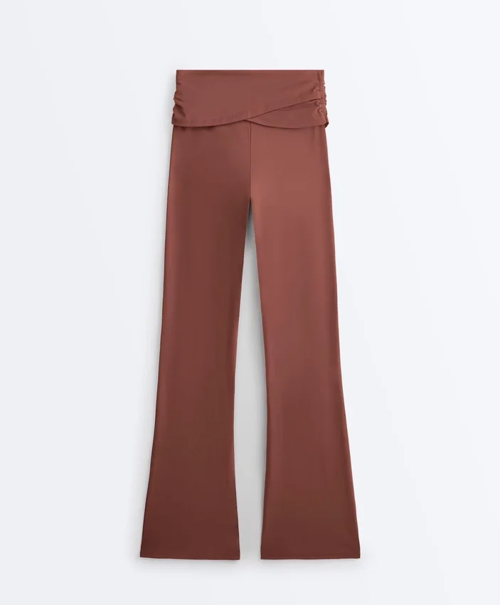 Pantalon évasé à taille haute Comfortlux à taille drapée Pantalon évasé à taille haute Comfortlux à taille drapée