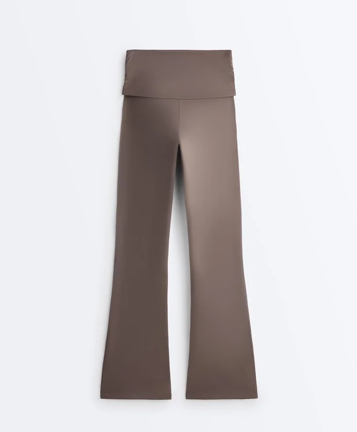 Pantalon évasé à taille haute Comfortlux à taille drapée Pantalon évasé à taille haute Comfortlux à taille drapée