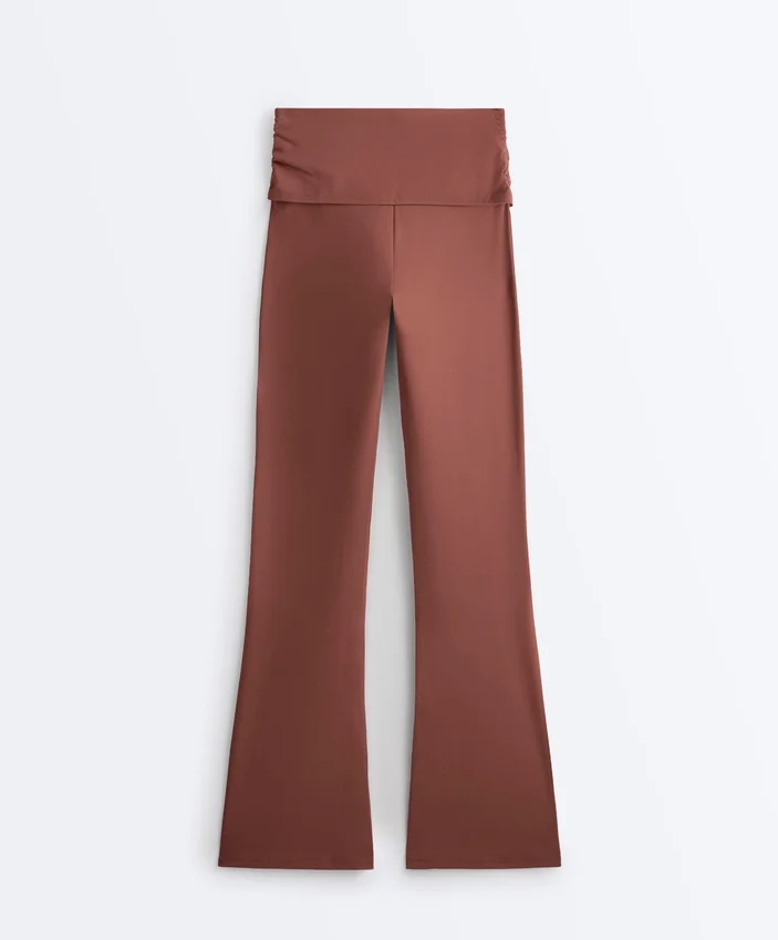 Pantalon évasé à taille haute Comfortlux à taille drapée Pantalon évasé à taille haute Comfortlux à taille drapée