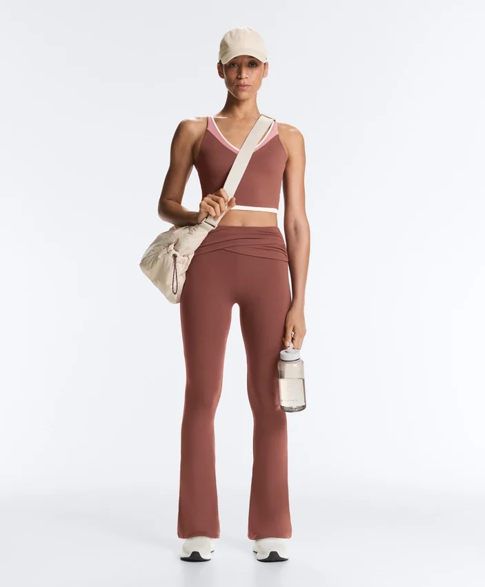Pantalon évasé à taille haute Comfortlux à taille drapée Pantalon évasé à taille haute Comfortlux à taille drapée