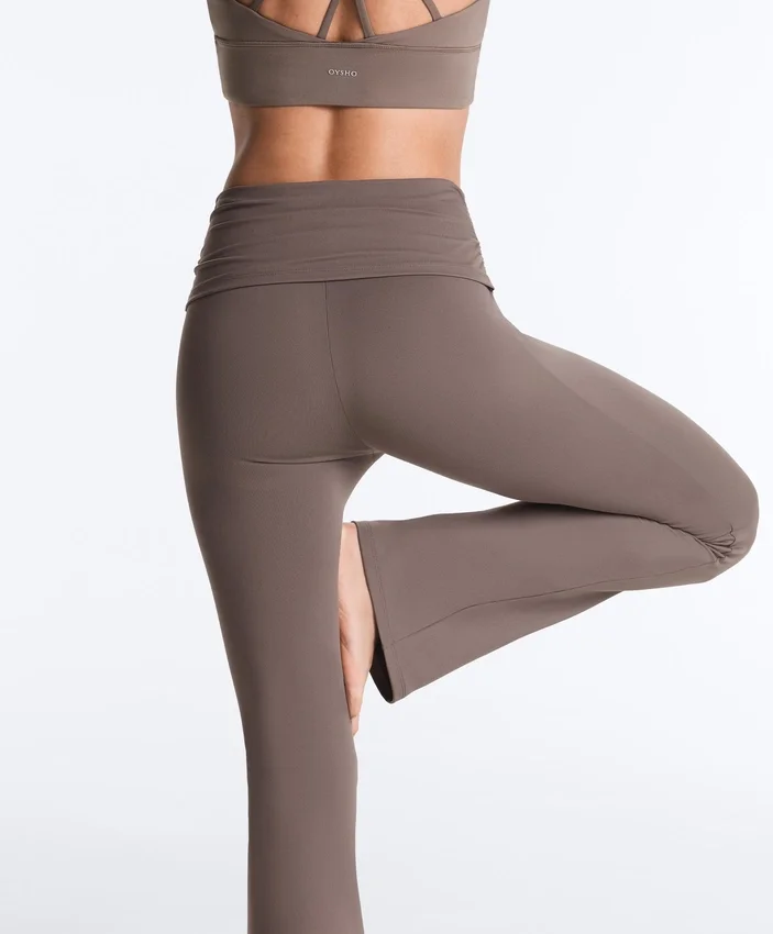 Pantalon évasé à taille haute Comfortlux à taille drapée Pantalon évasé à taille haute Comfortlux à taille drapée