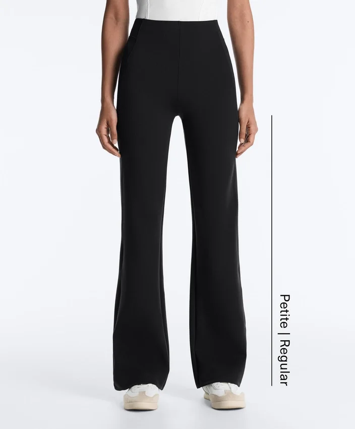 Pantalon évasé taille haute effet néoprène Pantalon évasé taille haute effet néoprène