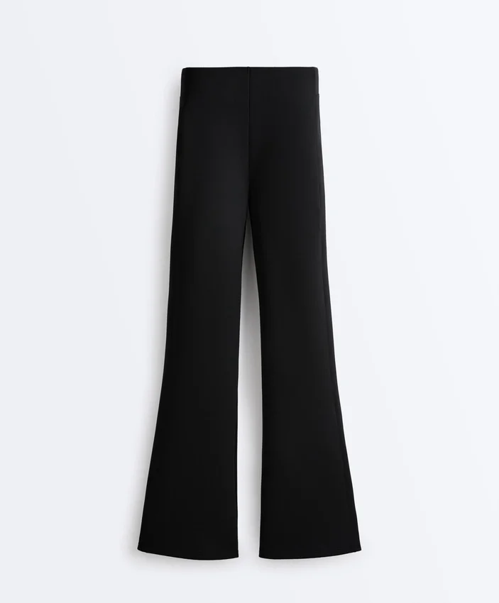 Pantalon évasé taille haute effet néoprène Pantalon évasé taille haute effet néoprène