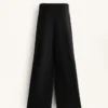 Pantalon évasé à taille très haute en modal brossé Pantalon évasé à taille très haute en modal brossé