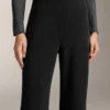 Pantalon évasé à taille très haute en modal brossé Pantalon évasé à taille très haute en modal brossé