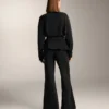 Pantalon évasé à taille très haute en modal brossé Pantalon évasé à taille très haute en modal brossé