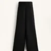 Pantalon évasé à taille très haute en modal brossé Pantalon évasé à taille très haute en modal brossé