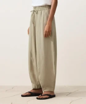Pantalons bouffants en mélange de lyocell et 24 % de lin avec coutures