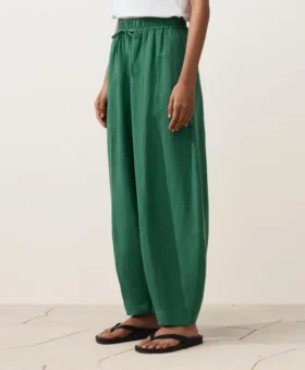 Pantalons bouffants en mélange de lyocell et 24 % de lin avec coutures