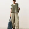 Pantalons bouffants en mélange de lyocell et 24 % de lin avec coutures Pantalons bouffants en mélange de lyocell et 24 % de lin avec coutures