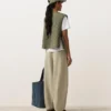 Pantalons bouffants en mélange de lyocell et 24 % de lin avec coutures Pantalons bouffants en mélange de lyocell et 24 % de lin avec coutures