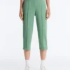 Pantalons capri en piqué avec passants de ceinture en coton Pantalons capri en piqué avec passants de ceinture en coton