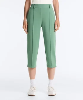 Pantalons capri en piqué avec passants de ceinture en coton Pantalons capri en piqué avec passants de ceinture en coton
