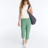 Pantalons capri en piqué avec passants de ceinture en coton Pantalons capri en piqué avec passants de ceinture en coton