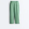 Pantalons capri en piqué avec passants de ceinture en coton Pantalons capri en piqué avec passants de ceinture en coton