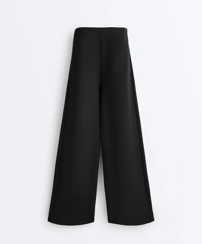 Pantalons à jambes larges en modal Soft Touch et ourlet ajouré Pantalons à jambes larges en modal Soft Touch et ourlet ajouré