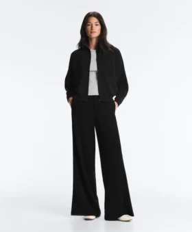 Pantalons à jambes larges en modal Soft Touch et ourlet ajouré
