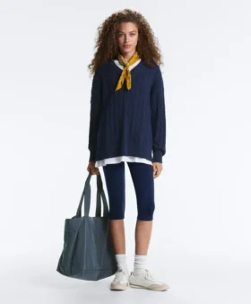Pull à col en V en maille torsadée 100 % coton