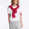 Pull à col en V en maille torsadée 100 % coton Pull à col en V en maille torsadée 100 % coton