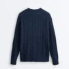 Pull à col en V en maille torsadée 100 % coton Pull à col en V en maille torsadée 100 % coton