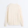 Pull à col en V en maille torsadée 100 % coton Pull à col en V en maille torsadée 100 % coton