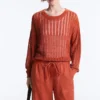 Pull en maille ajourée à côtes Pull en maille ajourée à côtes