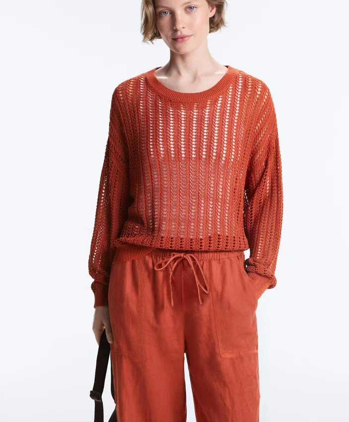 Pull en maille ajourée à côtes Pull en maille ajourée à côtes