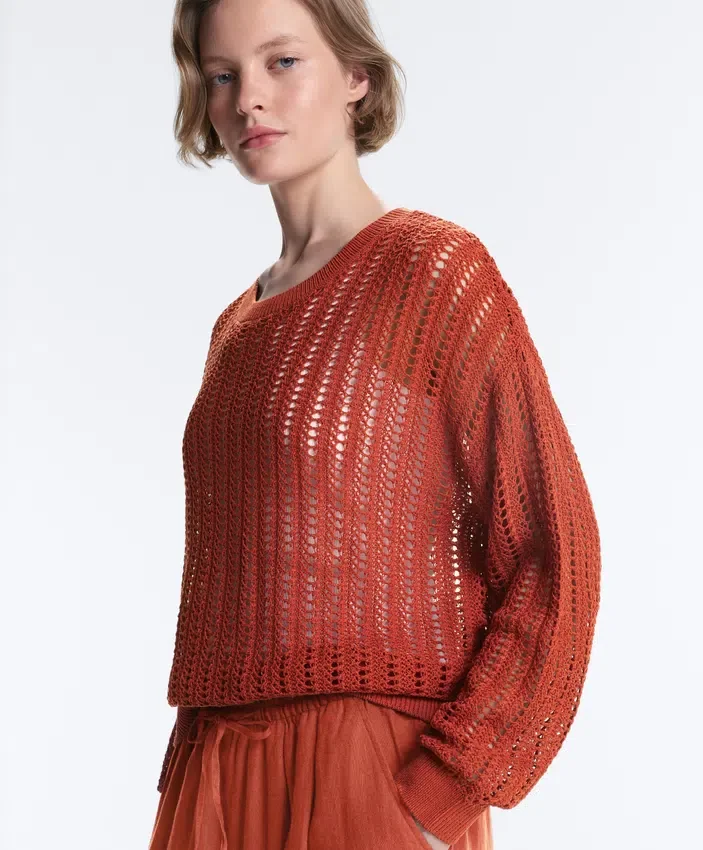Pull en maille ajourée à côtes Pull en maille ajourée à côtes