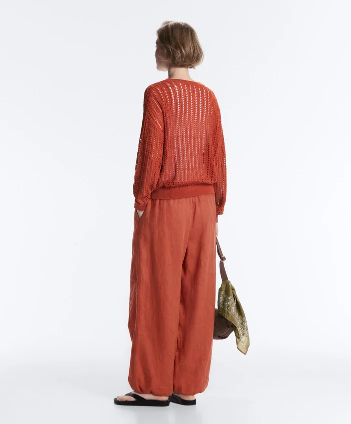 Pull en maille ajourée à côtes Pull en maille ajourée à côtes