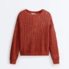 Pull en maille ajourée à côtes Pull en maille ajourée à côtes
