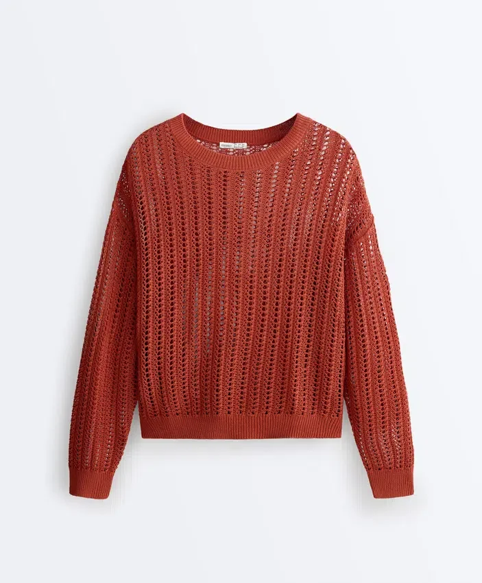 Pull en maille ajourée à côtes Pull en maille ajourée à côtes